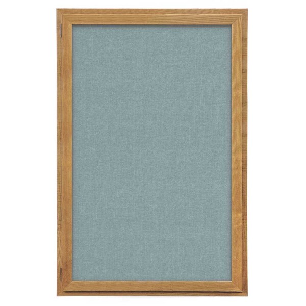 Indoor Enclosed Combo Board, 72"x36", Satin Frame/Black Porc & Cobalt